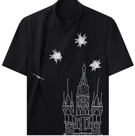 JIECHI loose embroidery round neck short sleeve unisex T-shirt - FANRIC.