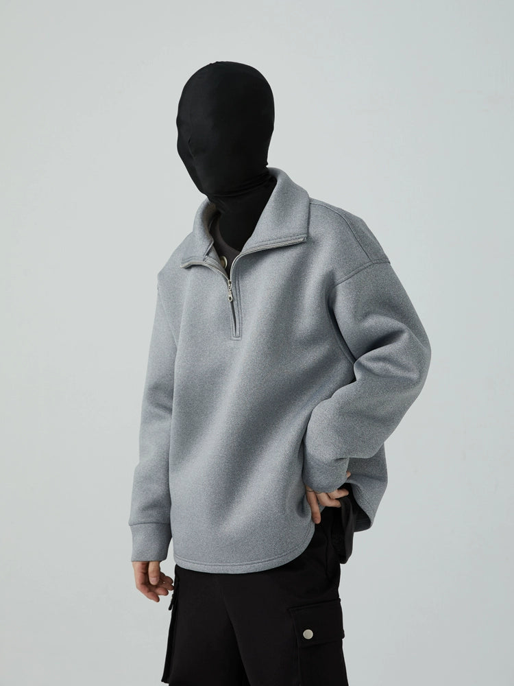 FRKM SCD  Gray Air Cotton Casual Loose Versatile High Neck Unisex Sweatshirt- XYLO.