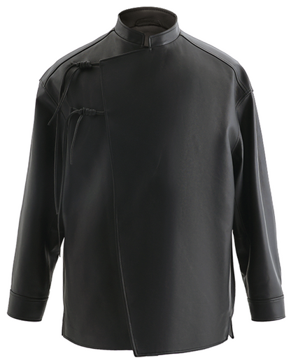 OWNLIFE Stand Collar Sling Loose Jacket Sheepskin Leather - PAT