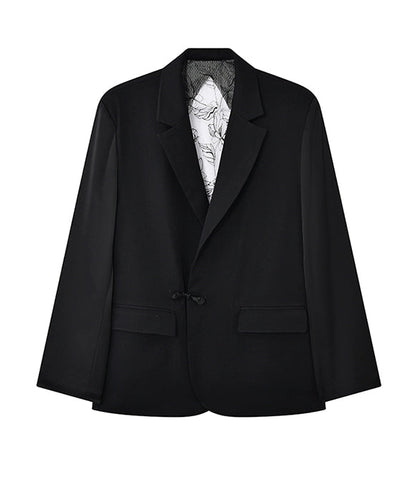 JIECHI  lace back cut-out black notched lapel blazer - BERNARD.