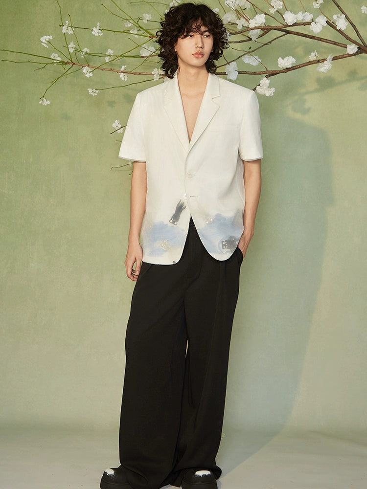 JIECHI  short-sleeved men's printed shirt -HANNAH.