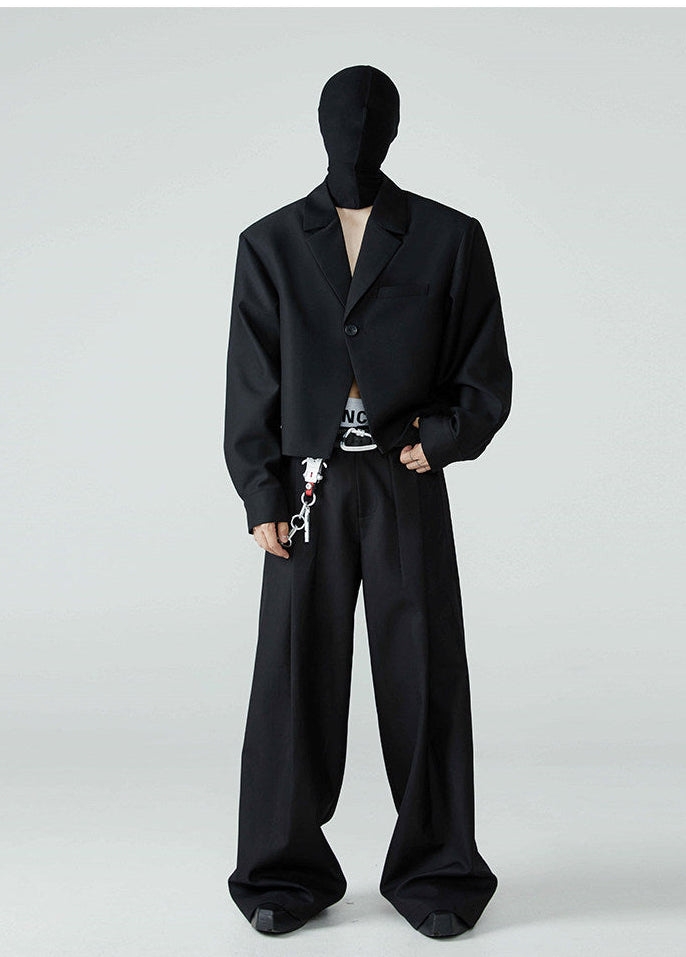 FRKM SCD SS Loose-leaf Wide-Leg Black Pleated Casual Pants - AURA.