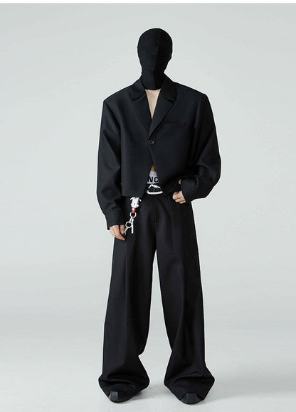FRKM SCD SS Loose-leaf Wide-Leg Black Pleated Casual Pants - AURA.