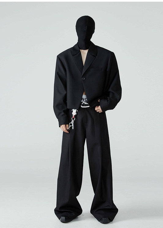 FRKM SCD SS Loose-leaf Wide-Leg Black Pleated Casual Pants - AURA.