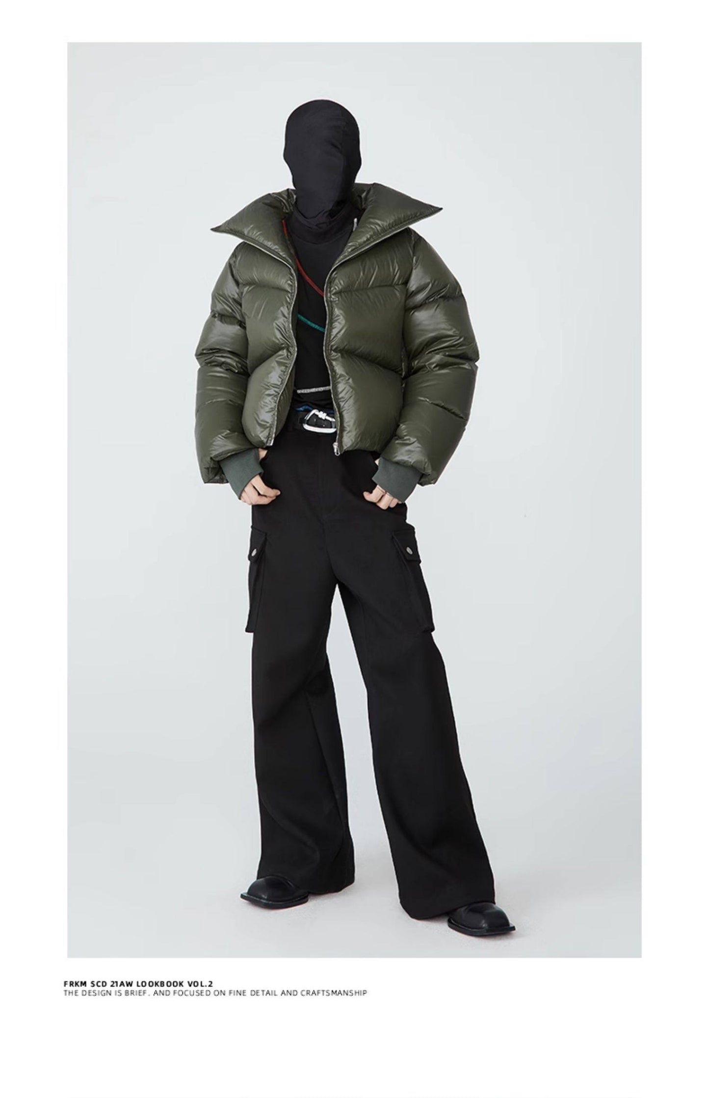 FRKM SCD 90 White Duck Down Neutral Short Collar Black Thick Jacket - TRENTON.