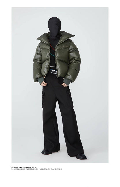 FRKM SCD 90 White Duck Down Neutral Short Collar Black Thick Jacket - TRENTON.