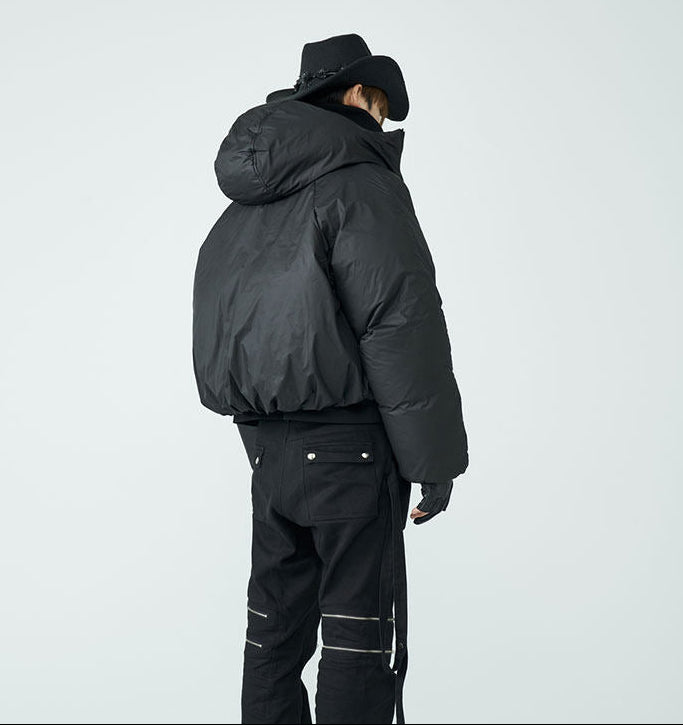 FRKM SCD FW 90 White Duck Down Thick Hooded Neutral Short Jacket - MALCOLM.