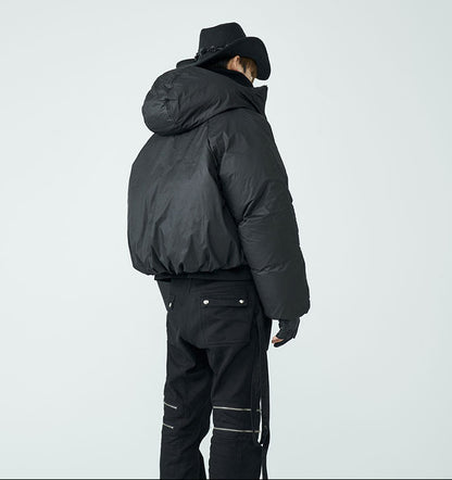 FRKM SCD FW 90 White Duck Down Thick Hooded Neutral Short Jacket - MALCOLM.