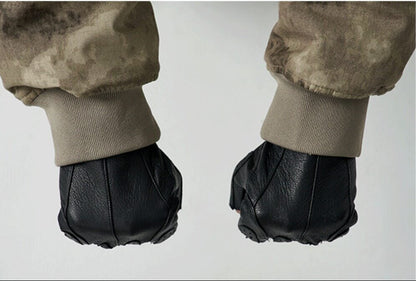 FRKM SCD Real Sheepskin Middle Finger Cycling Antique Abrasion Gloves- RENT.