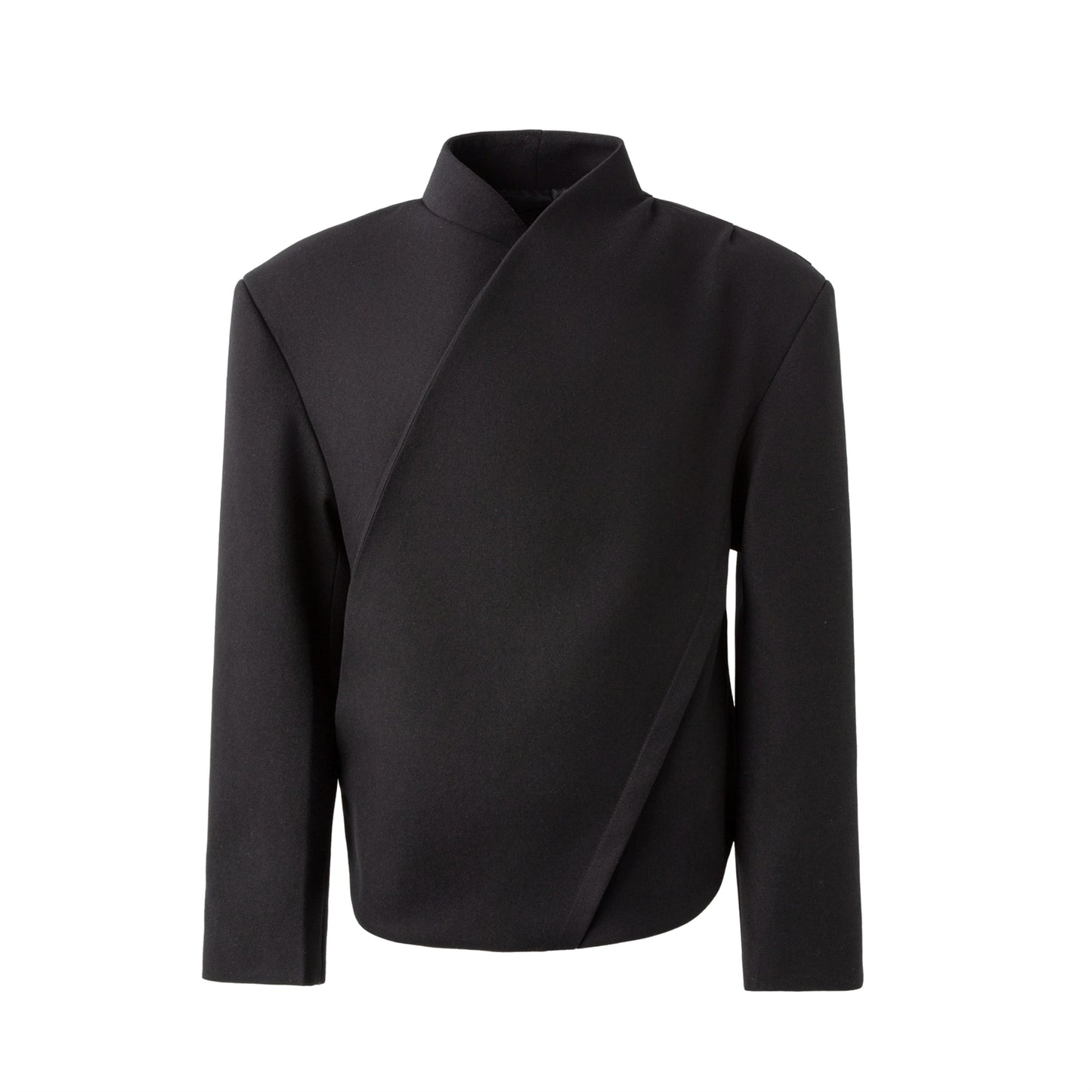 FRKM SCD Waist Cropped Deconstructed Stand Collar Suit Jacket - HERMIONE.