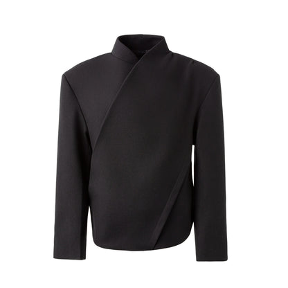 FRKM SCD Waist Cropped Deconstructed Stand Collar Suit Jacket - HERMIONE.