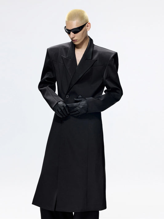 FRKM SCD Wide Haute Couture Black Long Tweed Coat - NOEL.
