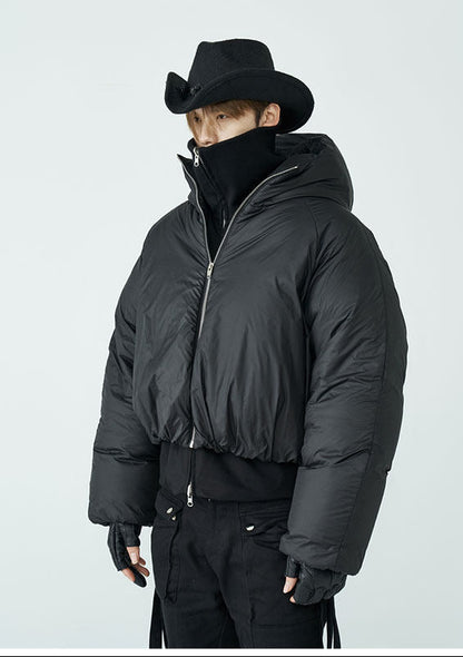 FRKM SCD FW 90 White Duck Down Thick Hooded Neutral Short Jacket - MALCOLM.
