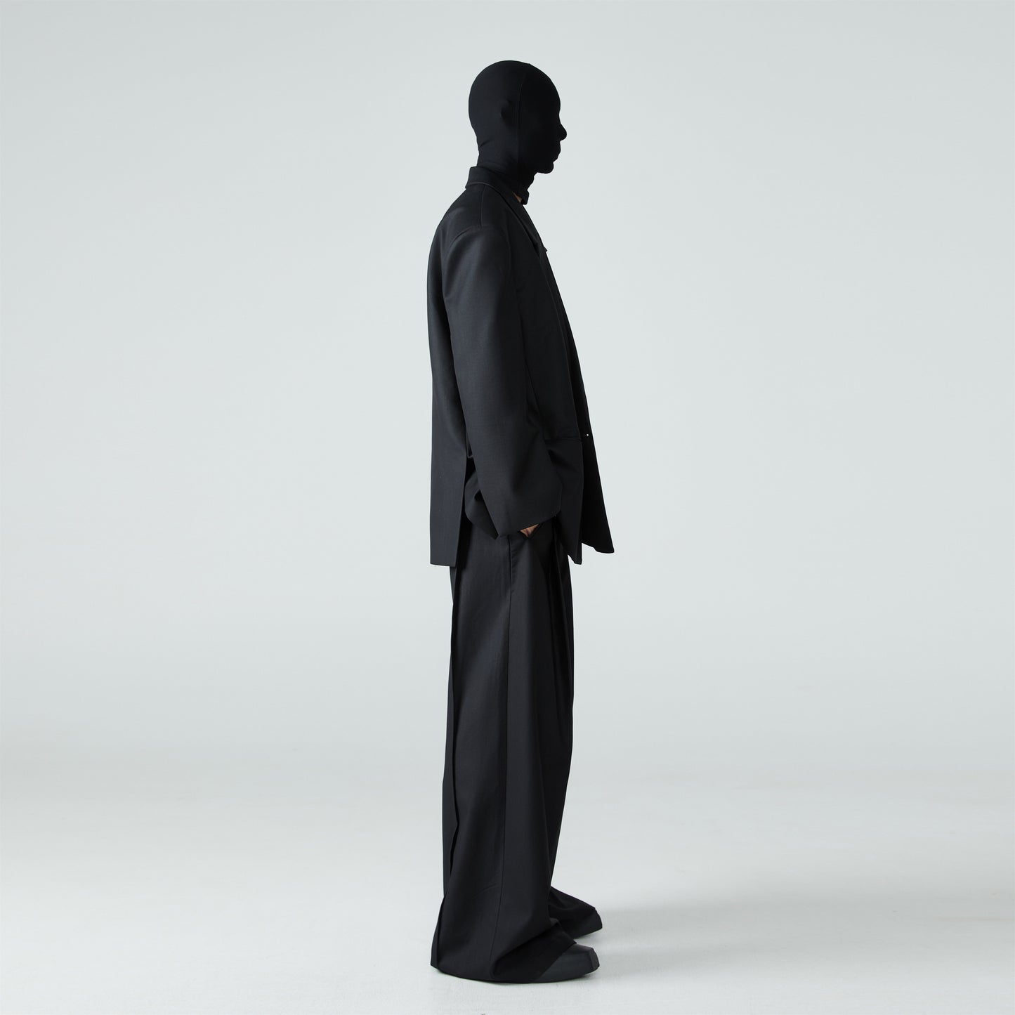 FRKM SCDSS Silhouette Black Padded Shoulders Casual Cropped Drapy Blazer - YORK.