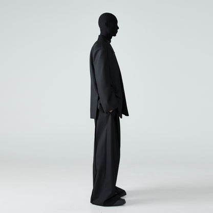 FRKM SCDSS Silhouette Black Padded Shoulders Casual Cropped Drapy Blazer - YORK.