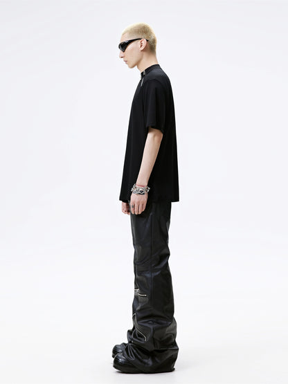 FRKM SCD Black Half Zip Small Neckline Short Sleeve Top - ALAN.