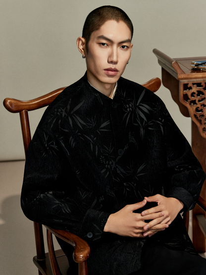 OWNLIFE bamboo sparrow chenille velvet jacquard jacket - JOSIE.