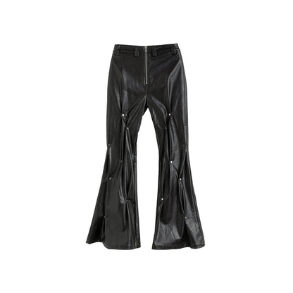 FRKM SCD Handmade Rivet Inlay Pinch Pleating Leather Pants Jacket- BAR.