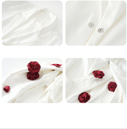 JIECHI white casual loose embellished blazer - GENA.