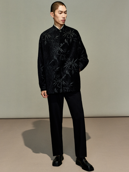 OWNLIFE bamboo sparrow chenille velvet jacquard jacket - JOSIE.