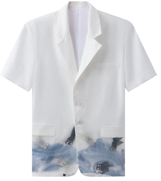 JIECHI  short-sleeved men's printed shirt -HANNAH.