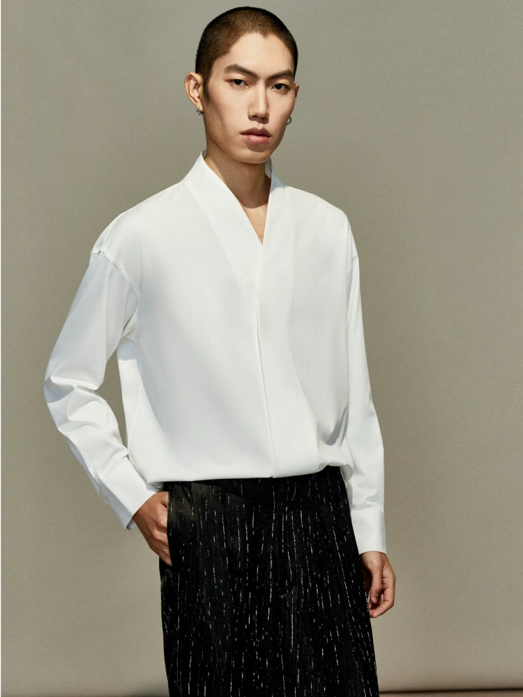 OWNLIFE cross-collared shirt Hanfu bamboo fiber texture - ROB.