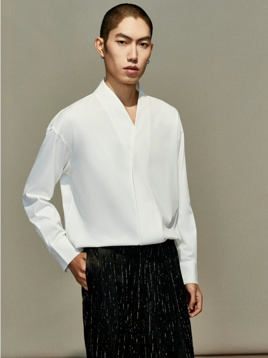 OWNLIFE cross-collared shirt Hanfu bamboo fiber texture - ROB.