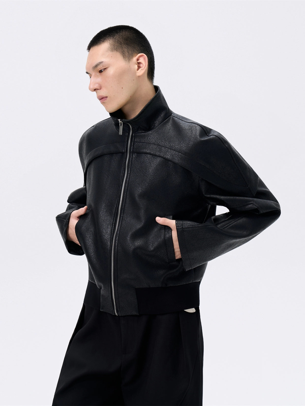 FRKM SCD Cracked Waist Leather Curved Split Short Jacket - MARION.