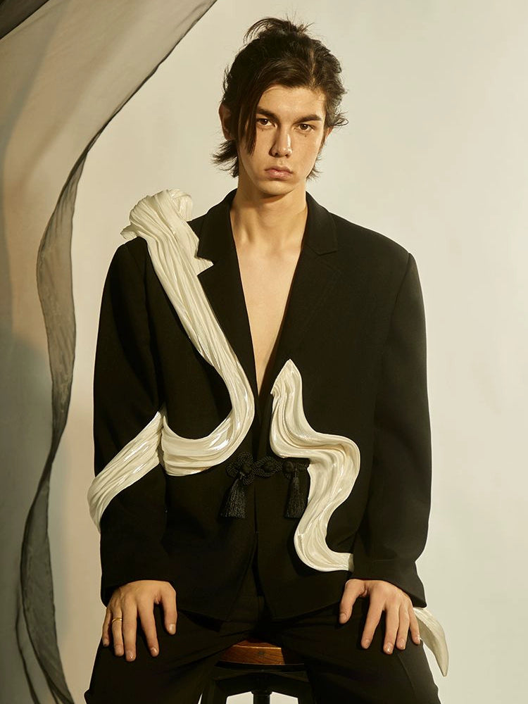 JIECHI  casual loose long sleeved artistic black suit - WELLS.