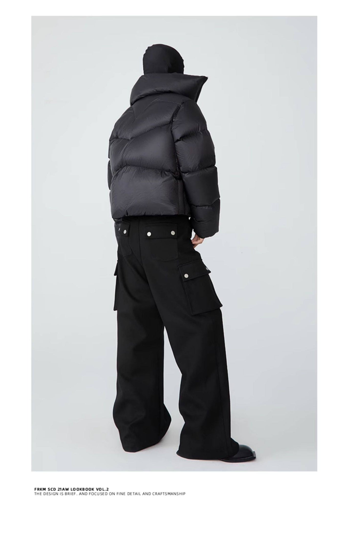 FRKM SCD 90 White Duck Down Neutral Short Collar Black Thick Jacket - TRENTON.
