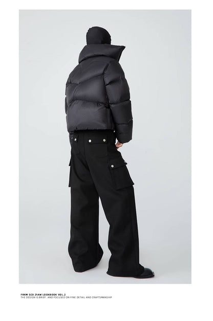 FRKM SCD 90 White Duck Down Neutral Short Collar Black Thick Jacket - TRENTON.