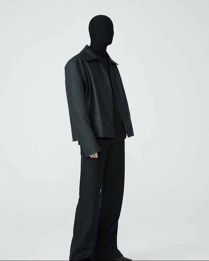 FRKM SCD SS Buckle Minimalist PU Leather Black Slim Fit Jacket - ISAAC.