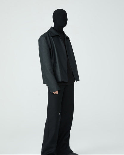 FRKM SCD SS Buckle Minimalist PU Leather Black Slim Fit Jacket - ISAAC.