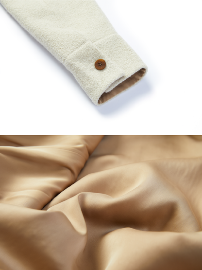 OWNLIFE fleece roll stand-up collar double placket buckle coat - BRAY.