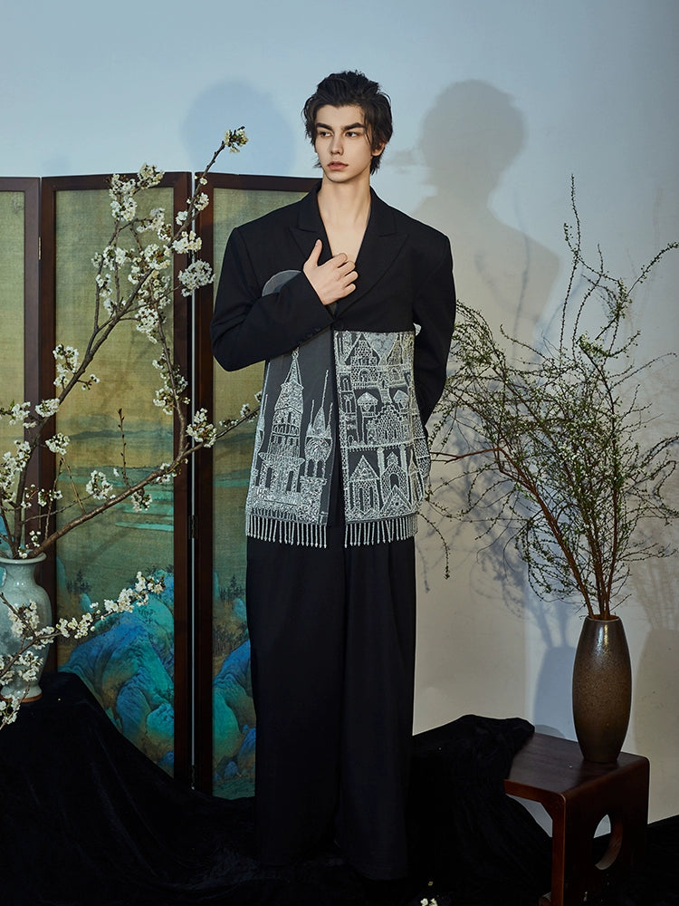 JIECHI  loose men's architectural print high-end suit - MACK.