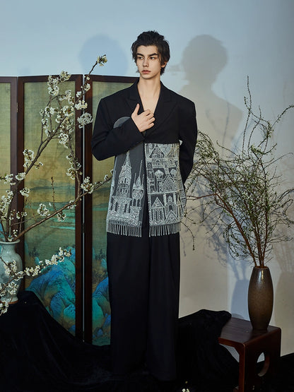 JIECHI  loose men's architectural print high-end suit - MACK.