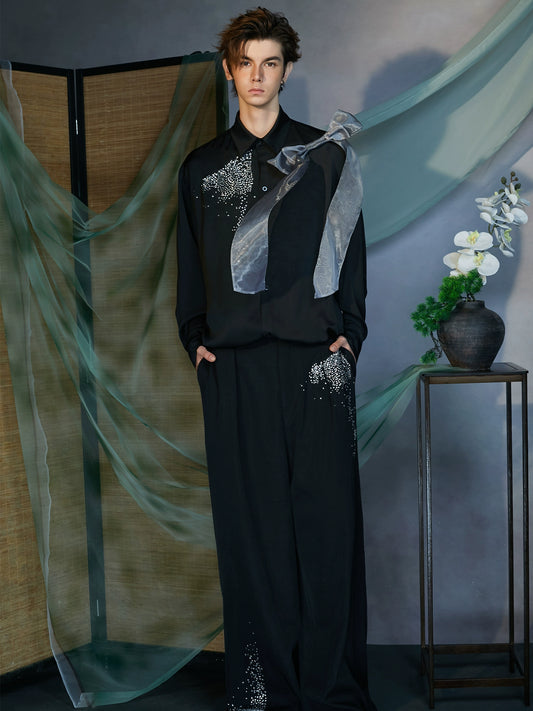 JIECHI  straight-leg loose diamond suit pants - ARNOLD.