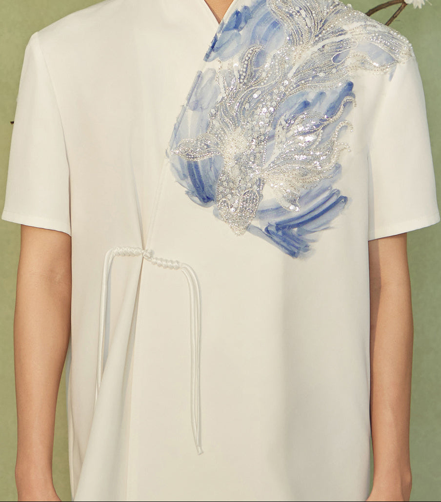 JIECHI  short-sleeved men's embroidered shirt - BASS.