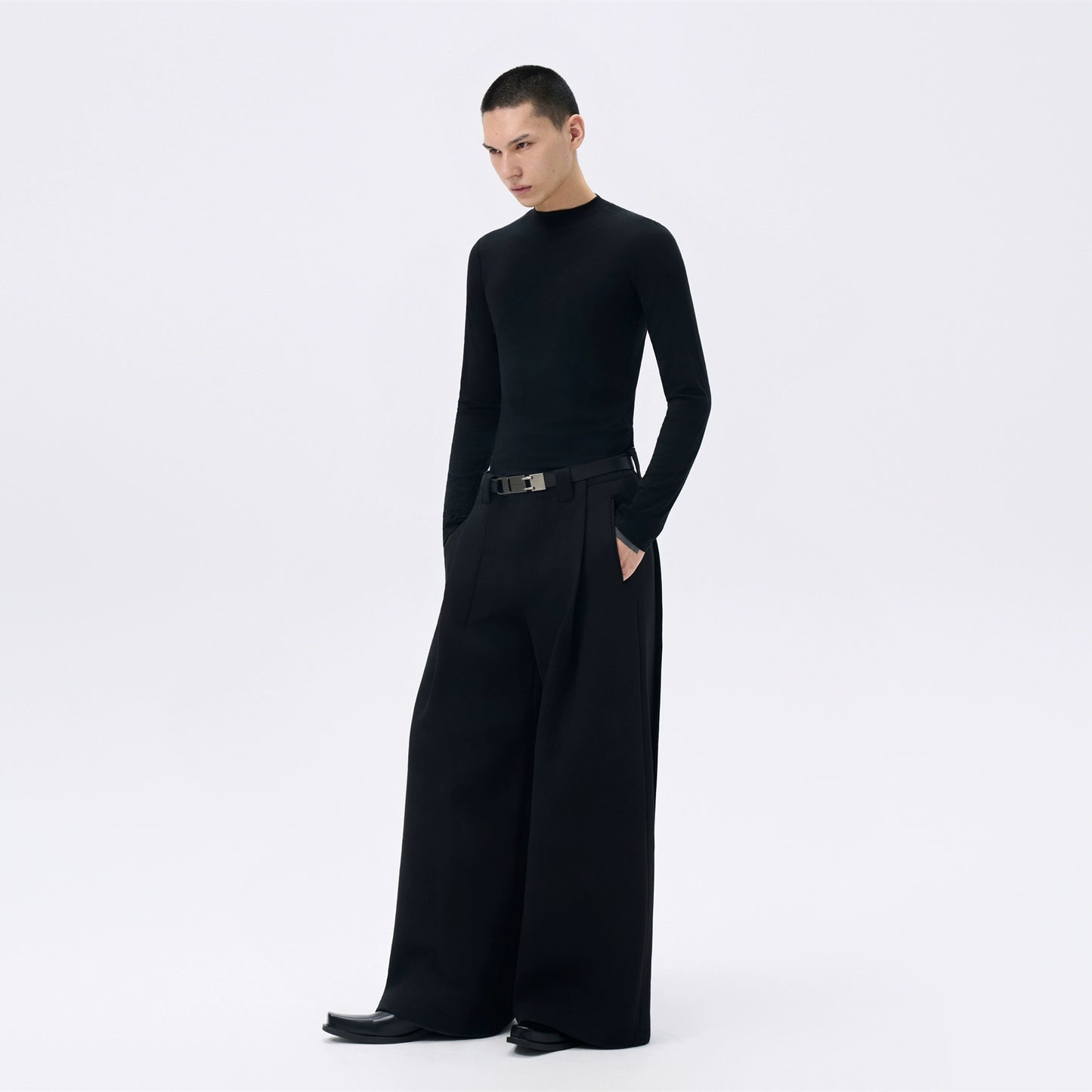 FRKM SCD 25 AW Black Loose Pleated Casual Pants And Top Set - VOLT.