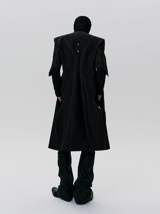FRKM SCD Deconstructed Irregular Cut Short Sleeve Trench Coat - JONAH.