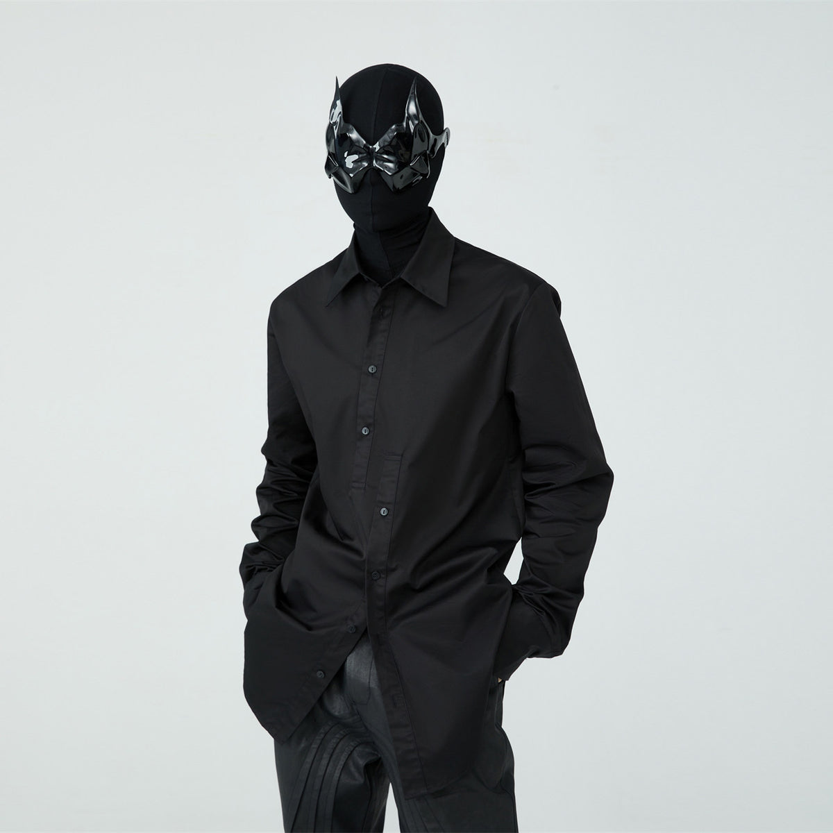 FRKM SCD SS Unisex Slim Long Sleeve Button Black Shirt - GORDON.
