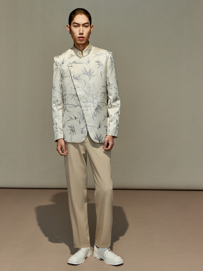 OWNLIFE Stand Collar Brocade Jacquard Suit - TRAIN.