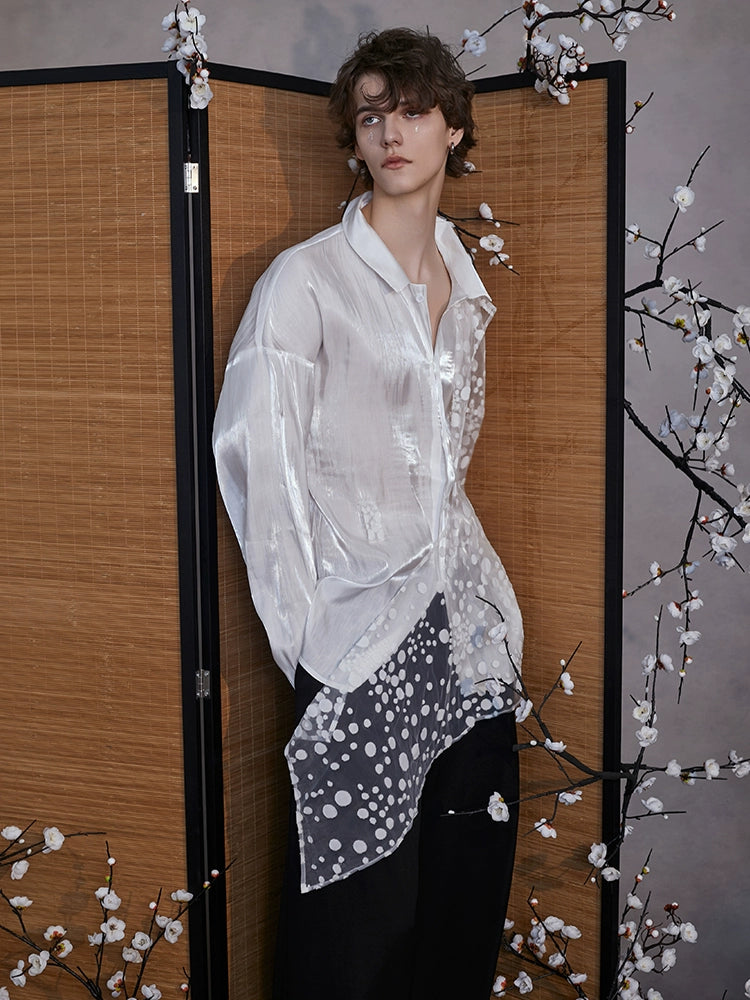 JIECHI  loose casual white long-sleeved shirt - QUIN.