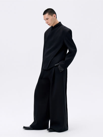 FRKM SCD Waist Cropped Deconstructed Stand Collar Suit Jacket - HERMIONE.