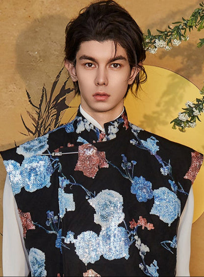 JIECHI stand-up collar multicolor sleeveless vest - WALLY.