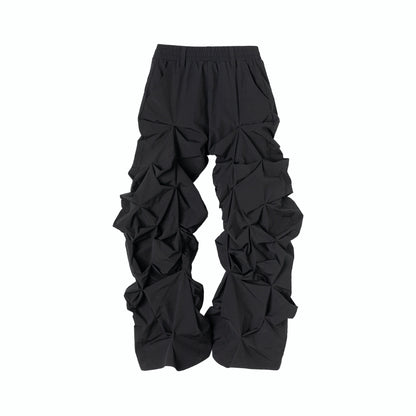 FRKM SCD Three-dimensional Pinch-Pleated Black Wide-leg Pants - OTIS.