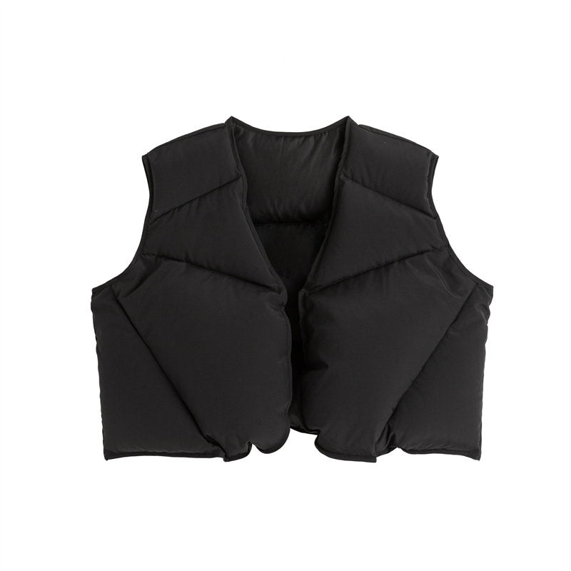 FRKM SCD FW 90 White Duck Down Jacket Sleeveless  Jacket Worn Over Vest- QUASI.