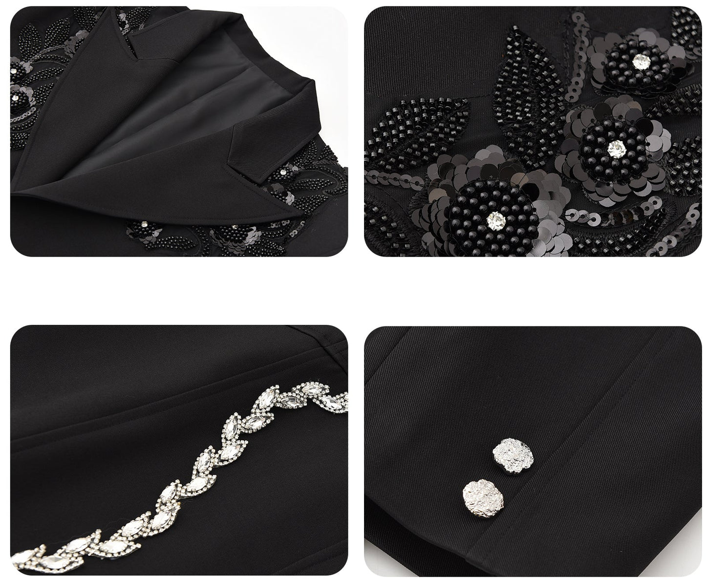 JIECHI  beaded embroidered casual loose suit  - INDIGO.