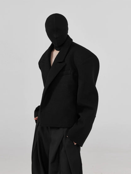 FRKM SCD Tweed Suit Black Loose Jacket with Concealed Buttons - BONNIE.