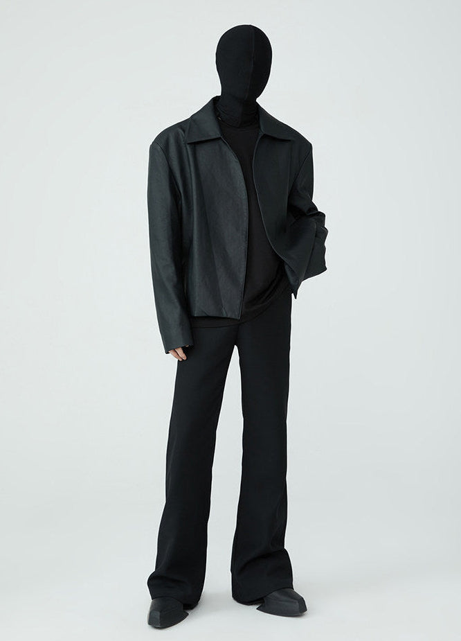 FRKM SCD SS Buckle Minimalist PU Leather Black Slim Fit Jacket - ISAAC.